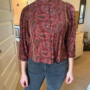 Carole Little Burgundy Paisley Blouse